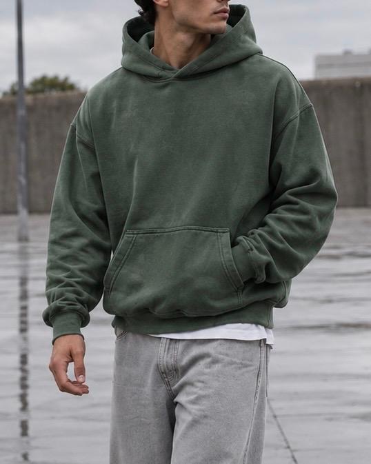 Green Vintage Wash Pullover Hoodie
