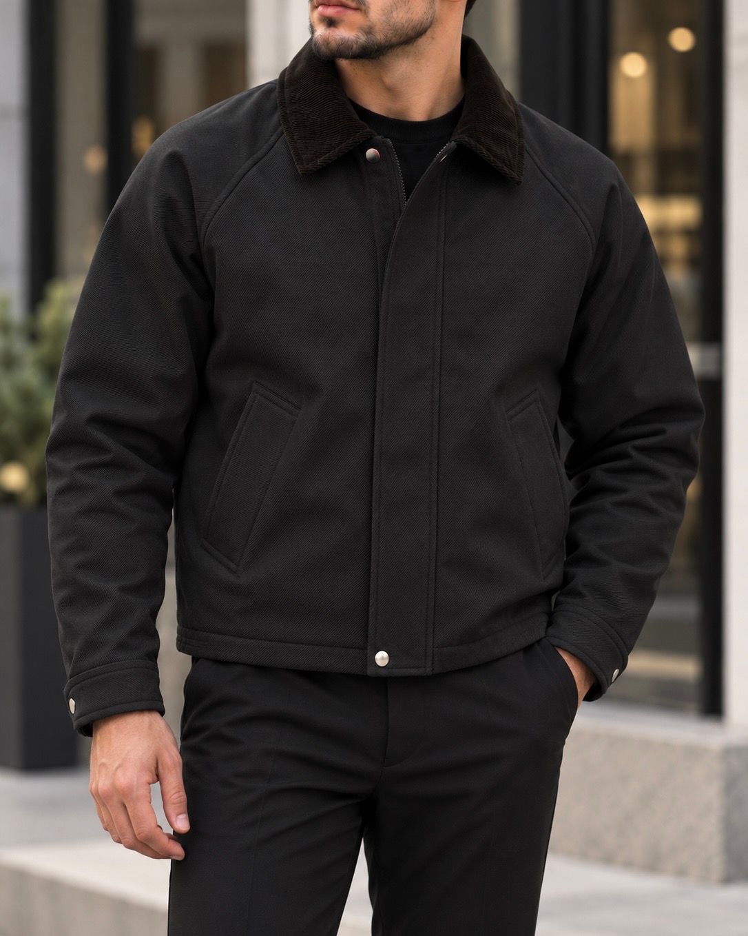 Black Corduroy Collar Jacket gallery.thumbnail 2