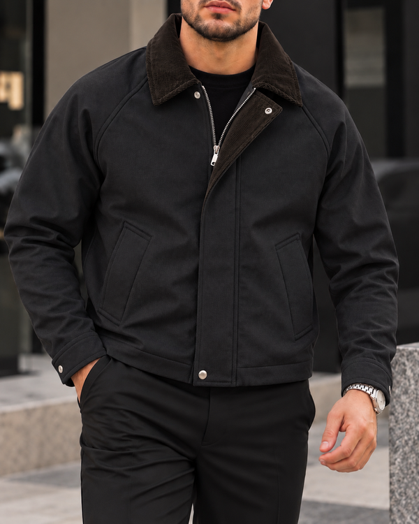 Black Corduroy Collar Jacket