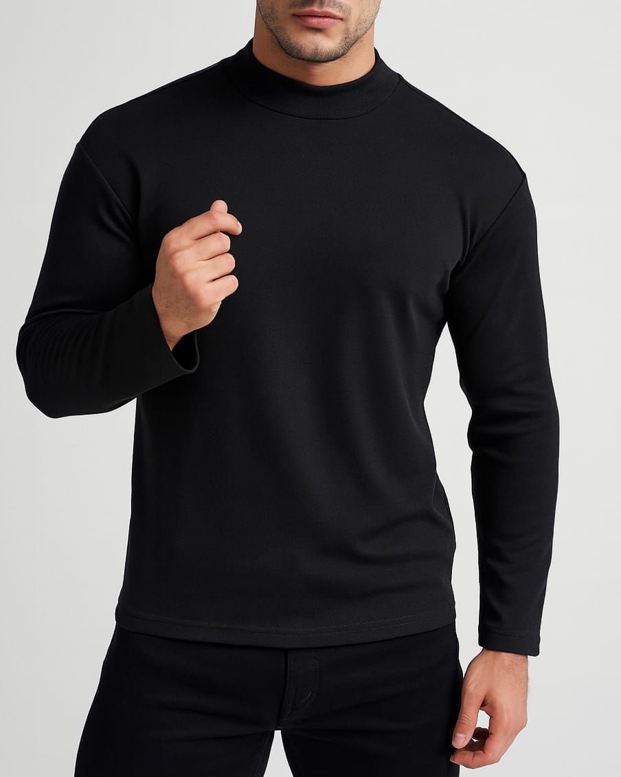 Black Mock Neck Top 1