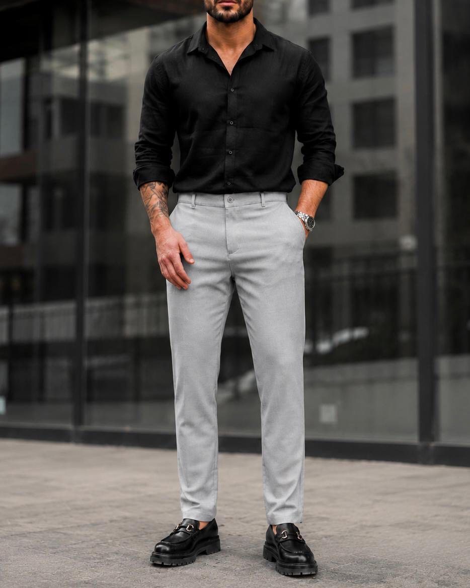 Tailored Essential Trousers – Light Grey gallery.thumbnail 2
