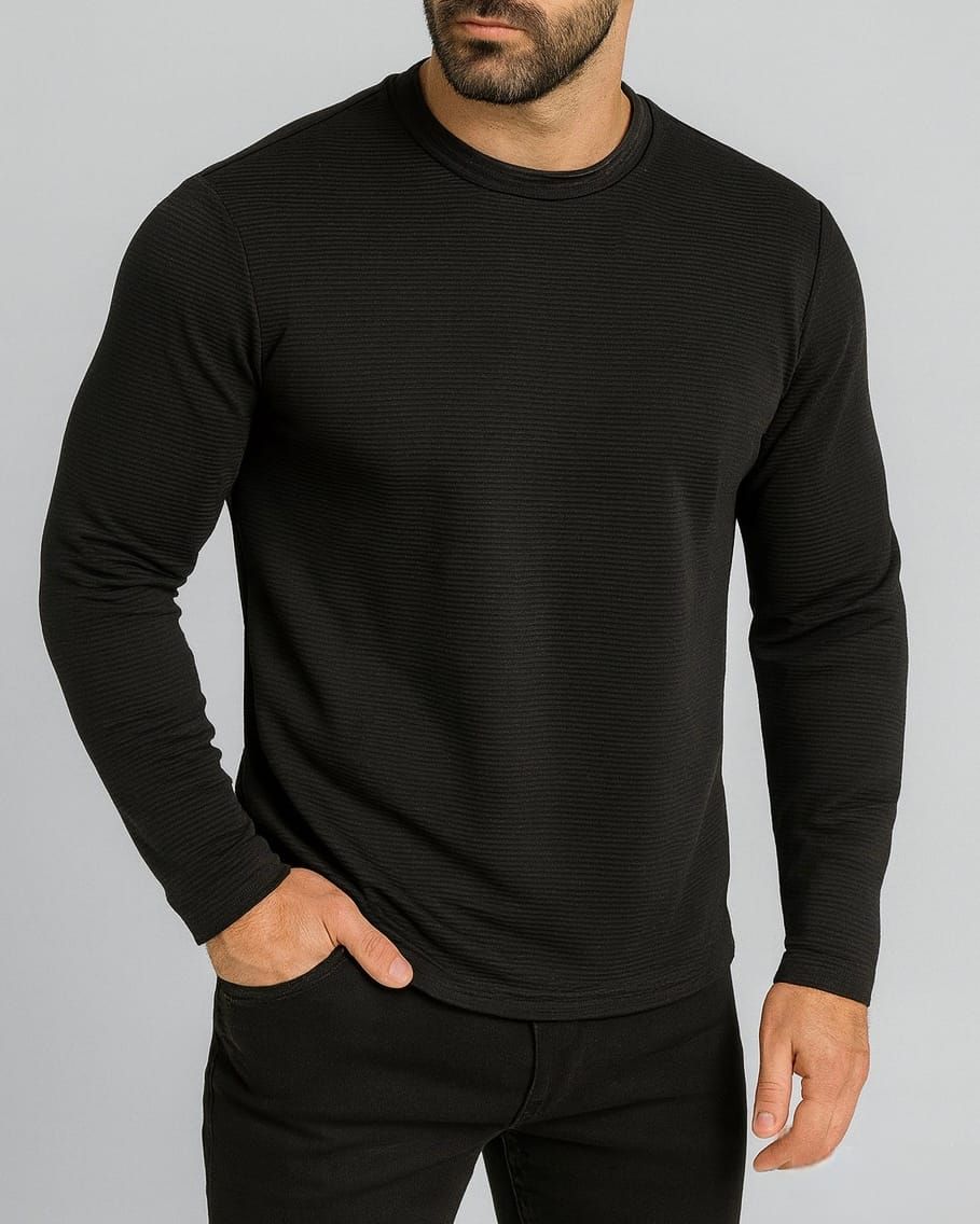 Black Ribbed Long Sleeve Tee gallery.thumbnail 1