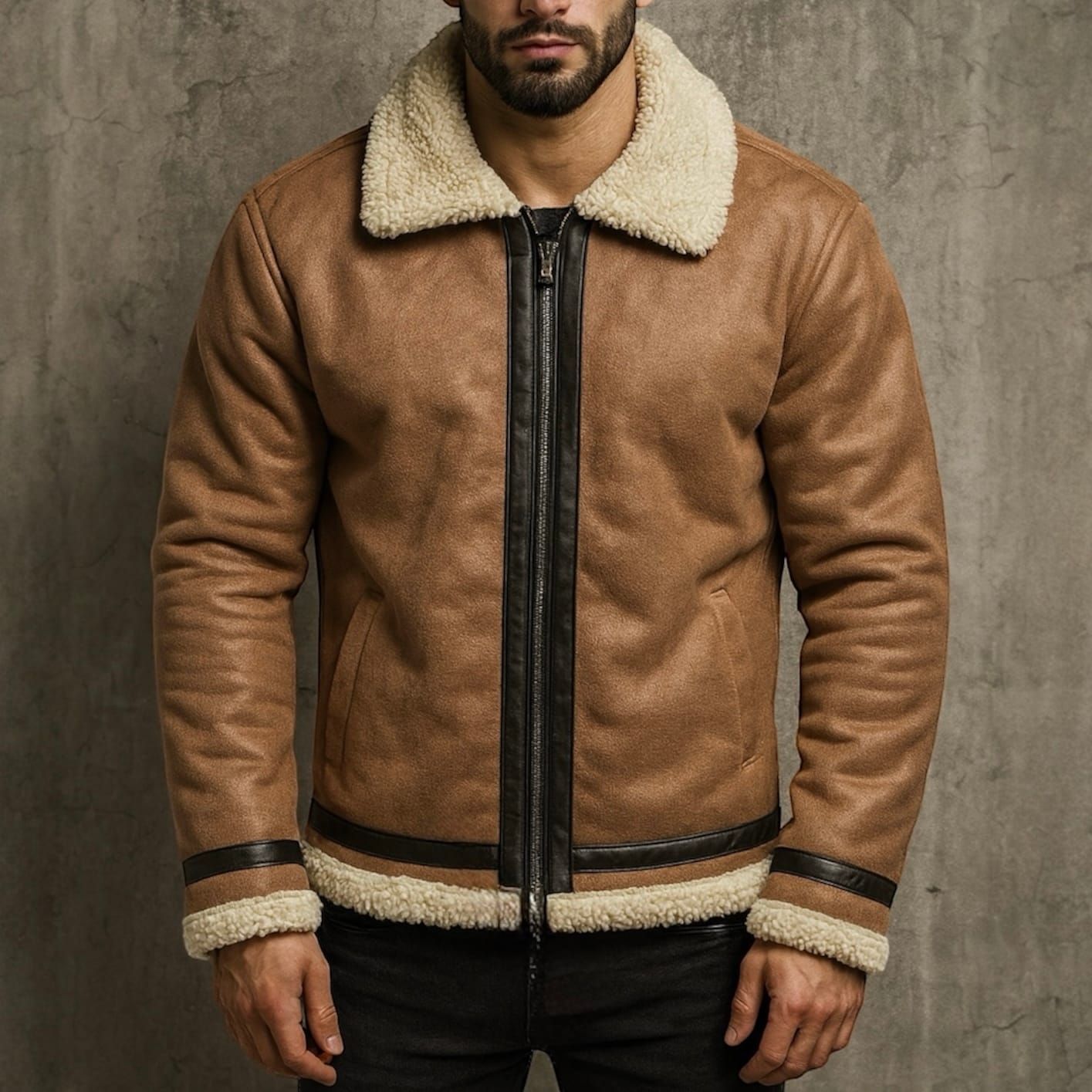 Camel Shearling Jacket gallery.thumbnail 1