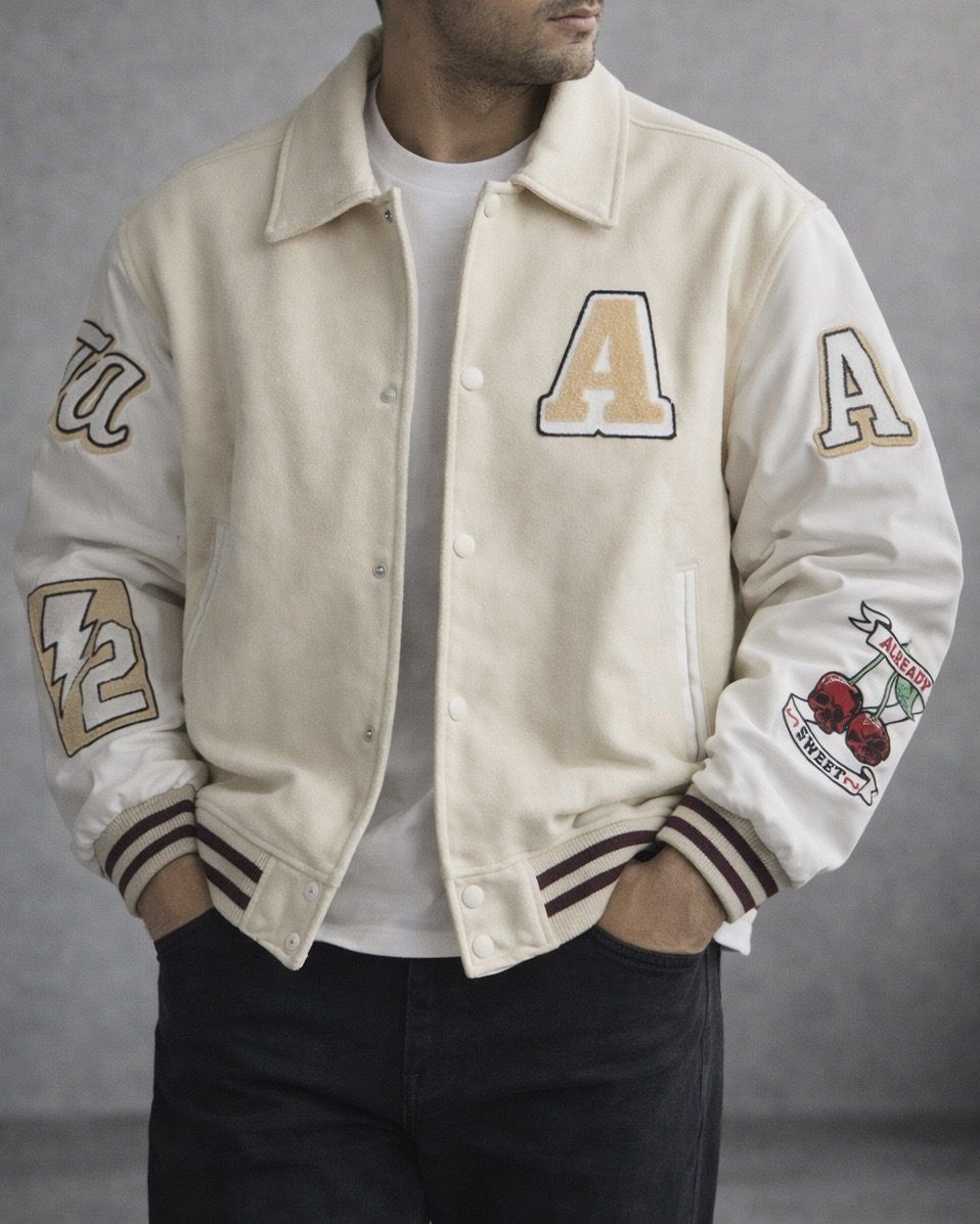 Modern Varsity Wool Jacket – Cream Edition gallery.thumbnail 2
