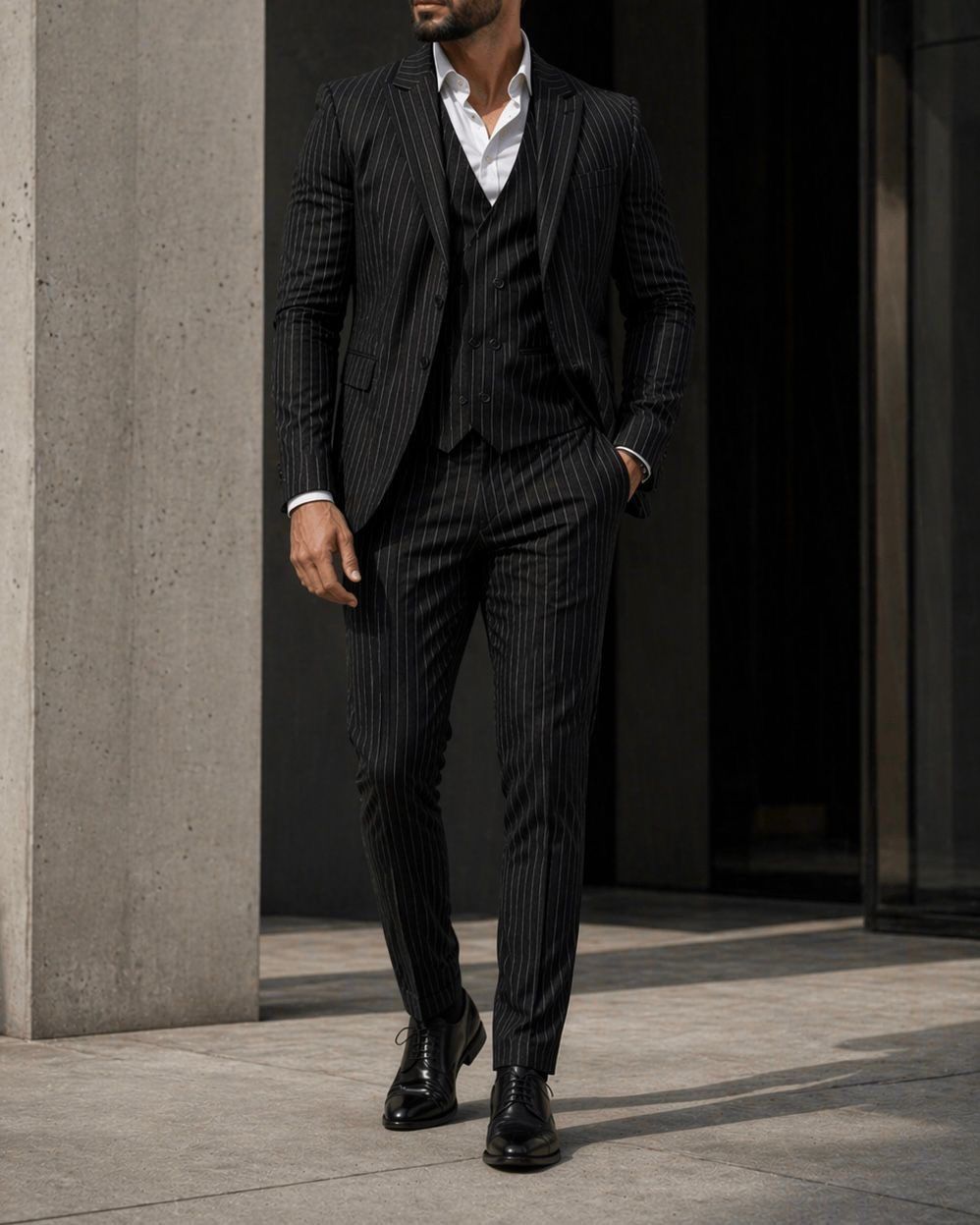 Black Pinstripe 3-Piece Suit – Signature Edition gallery.thumbnail 3