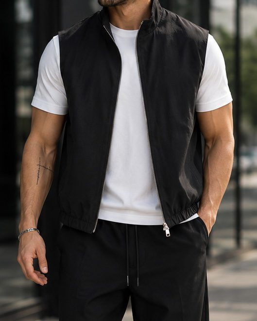 Lightweight Zip Vest - Black gallery.thumbnail 2