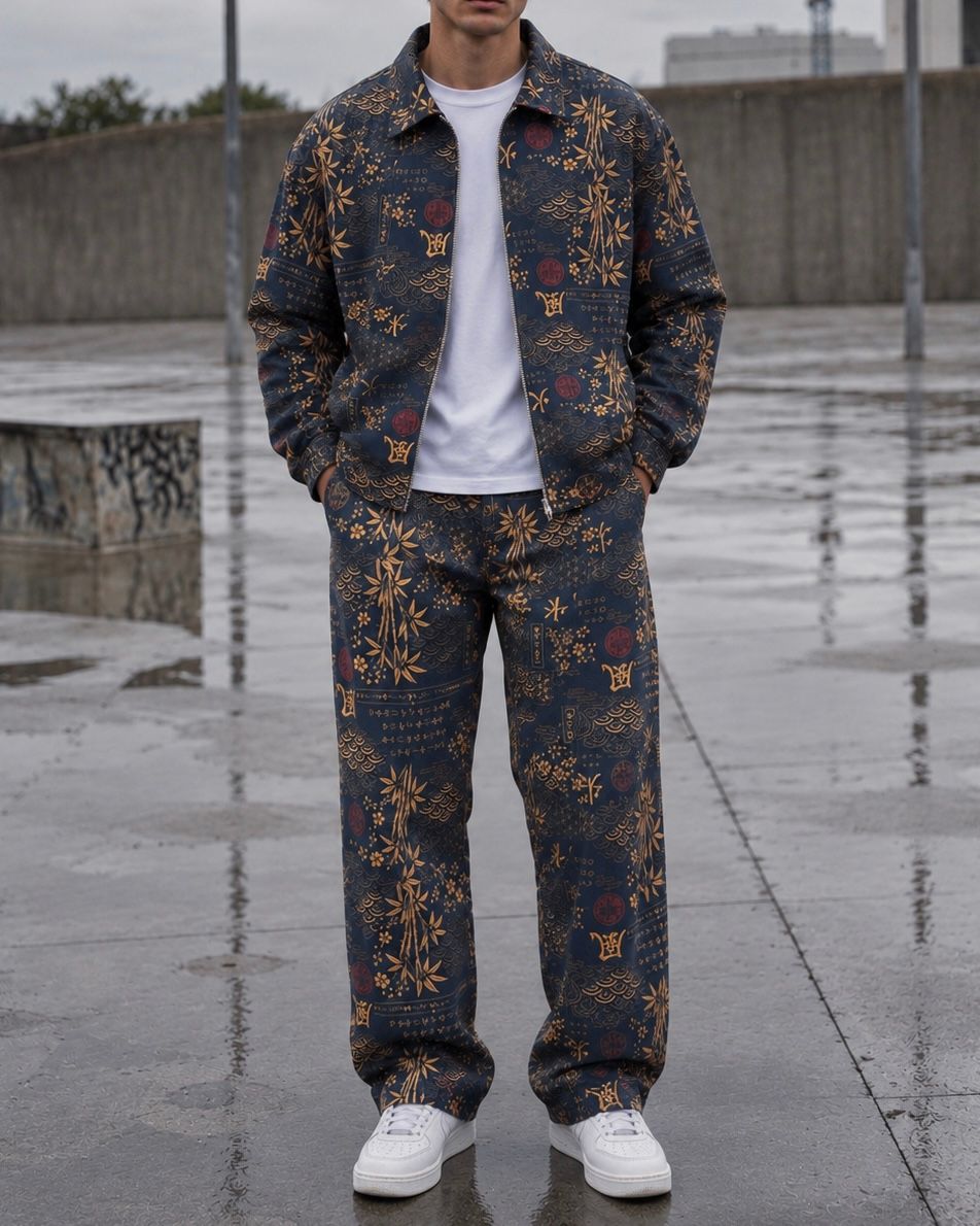 Navy Blue Oriental Print Matching Set gallery.thumbnail 4