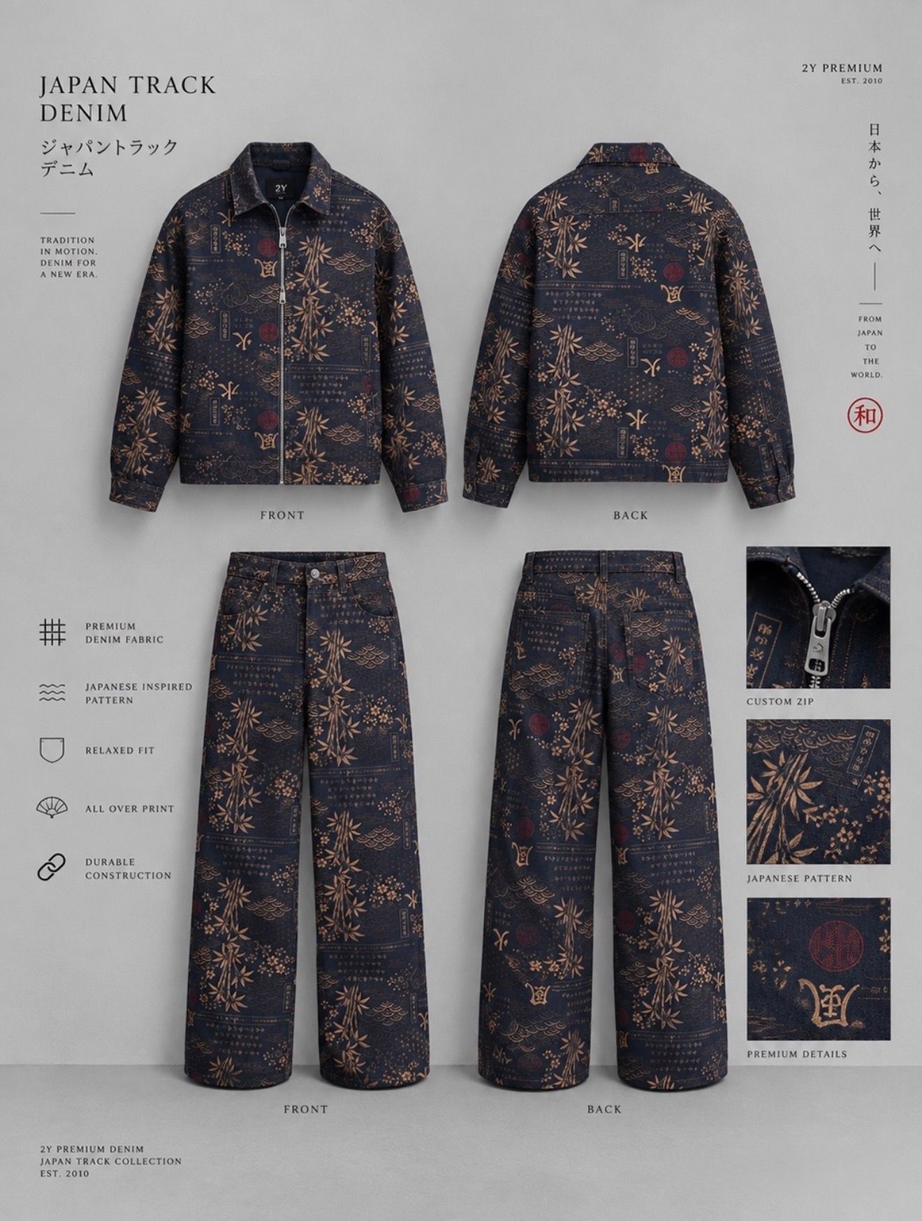 Navy Blue Oriental Print Matching Set gallery.thumbnail 5