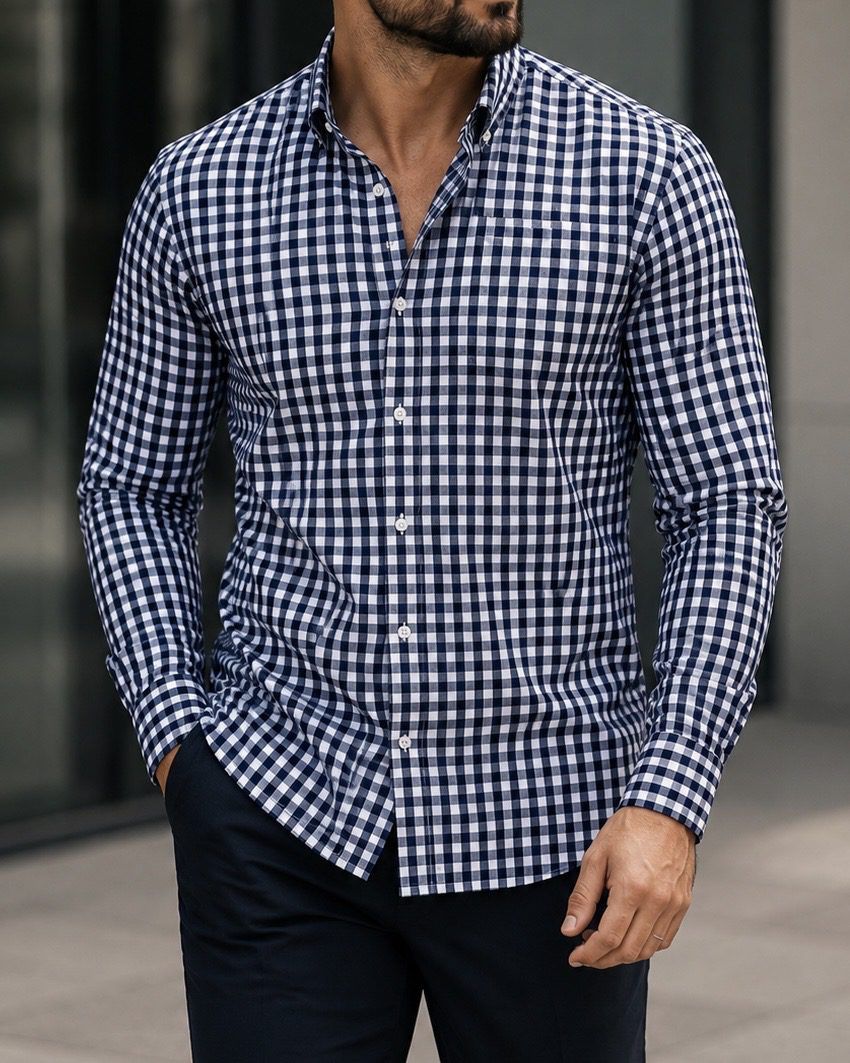 Navy Checkered Shirt 1
