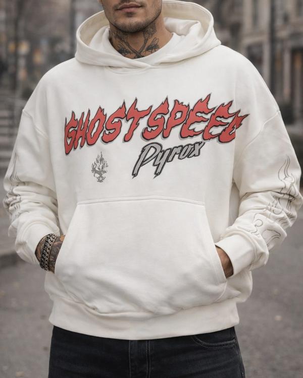 Graphic Hoodie – White “Ghost Speed Pyrex”