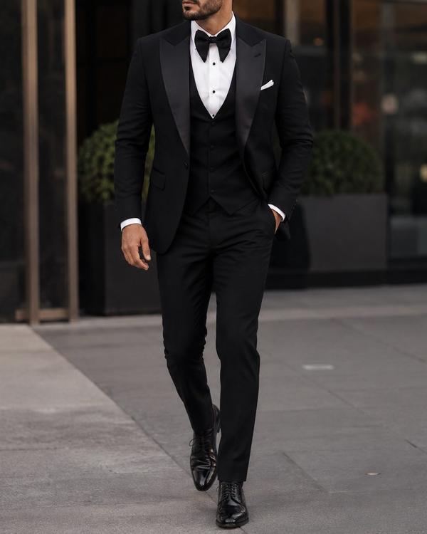 Black Satin Lapel Tuxedo