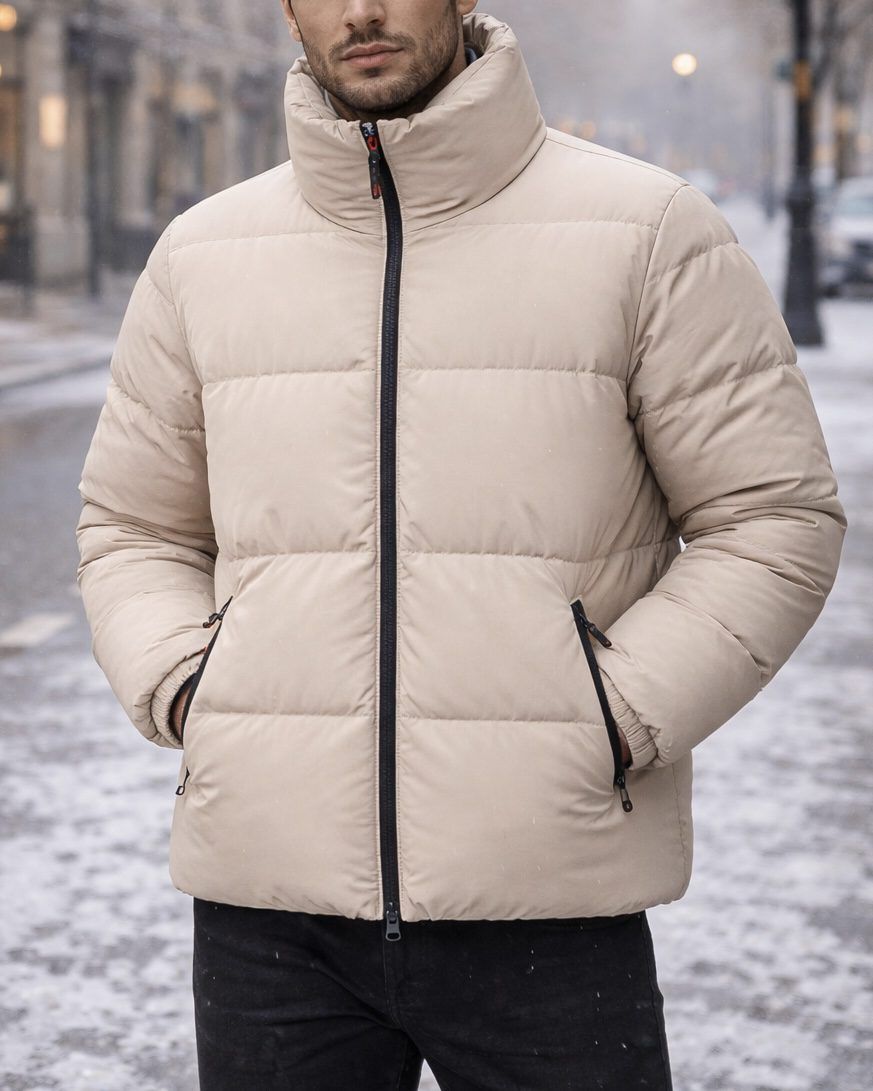 Minimal Puffer Jacket – Beige gallery.thumbnail 2