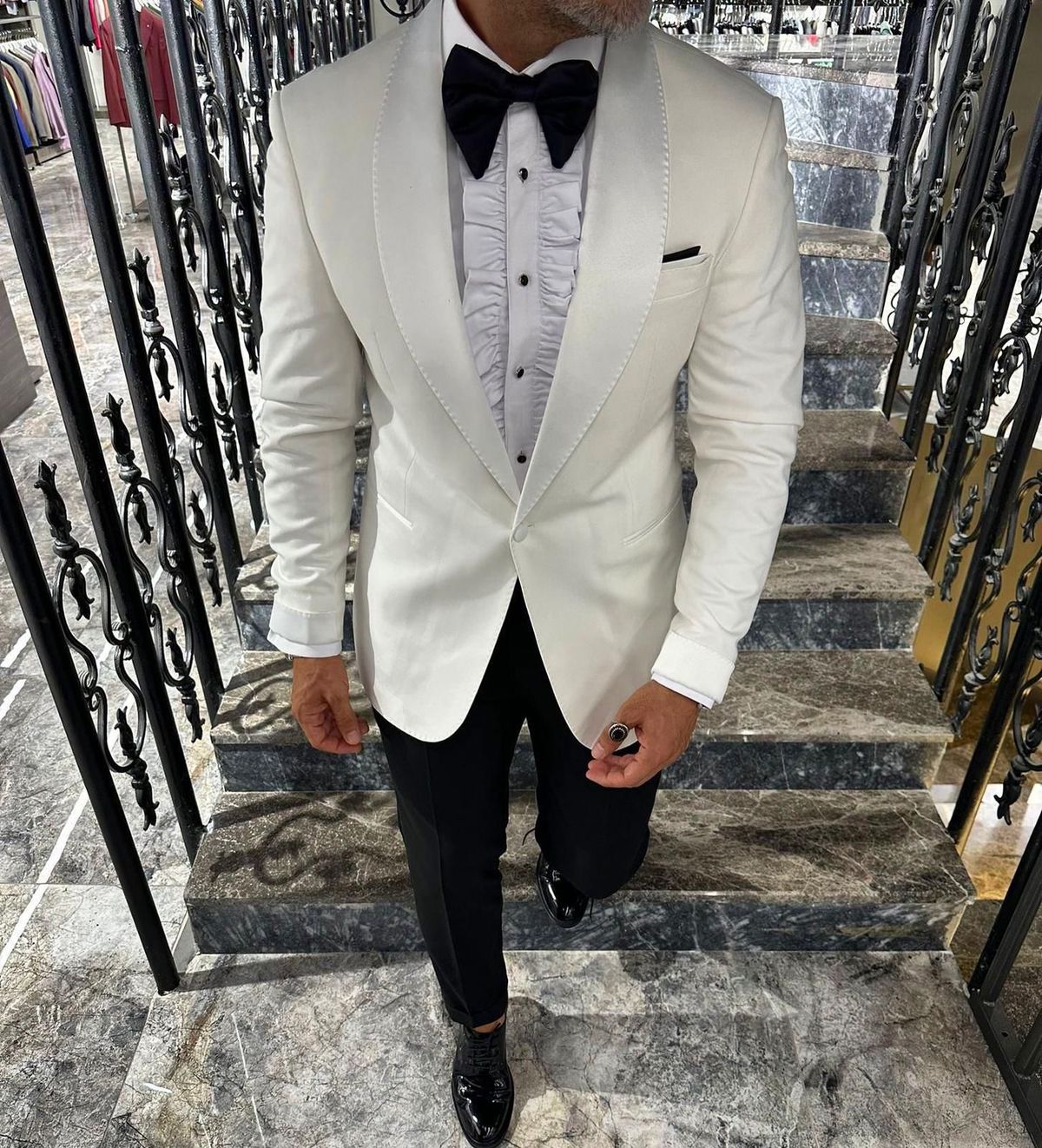 WHITE TUXEDO SET – LUXURY SATIN EDITION 1