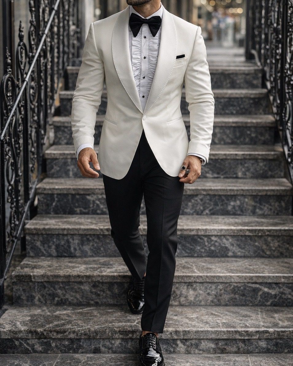 WHITE TUXEDO SET – LUXURY SATIN EDITION gallery.thumbnail 2