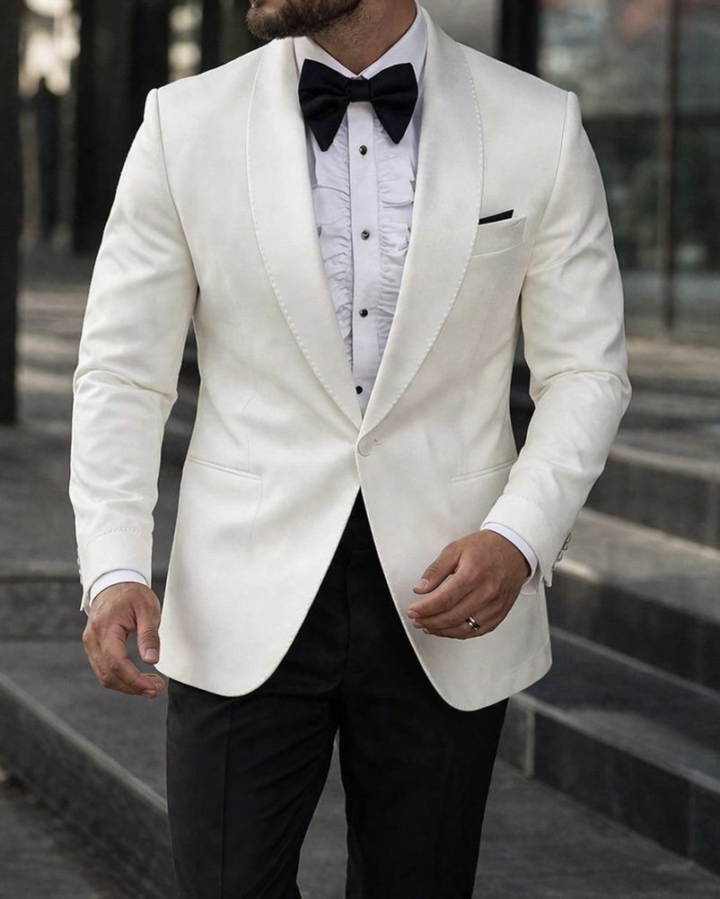 WHITE TUXEDO SET – LUXURY SATIN EDITION gallery.thumbnail 3