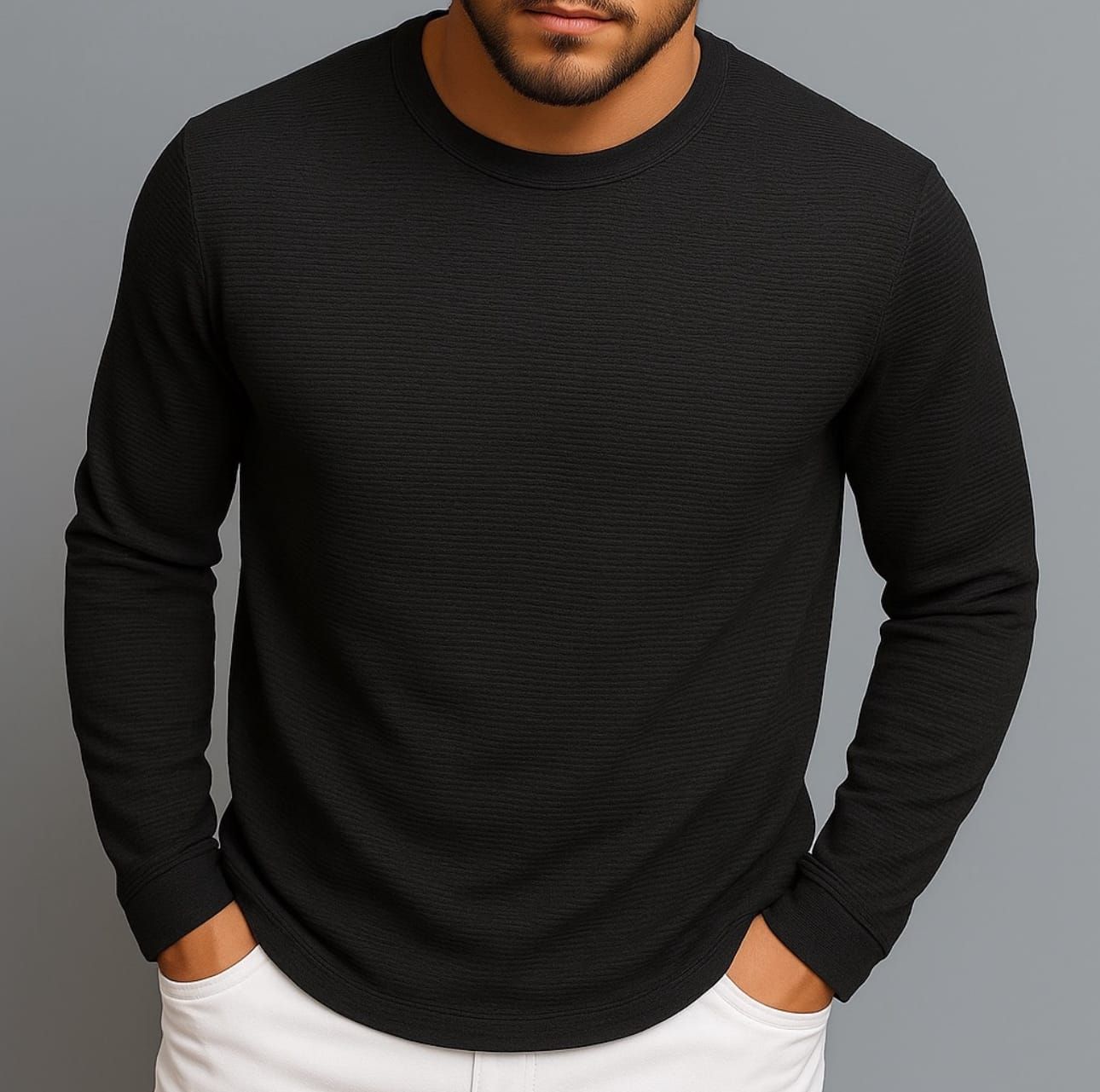 Black Textured Long Sleeve gallery.thumbnail 1