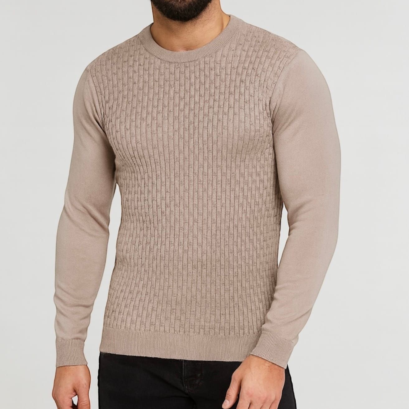 Taupe Textured Knit Sweater gallery.thumbnail 1