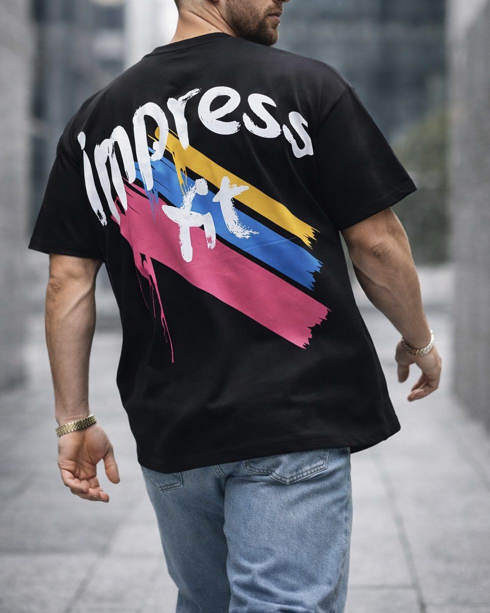 Oversized Minimal Graphic T-Shirt – Impress Edition Black gallery.thumbnail 2