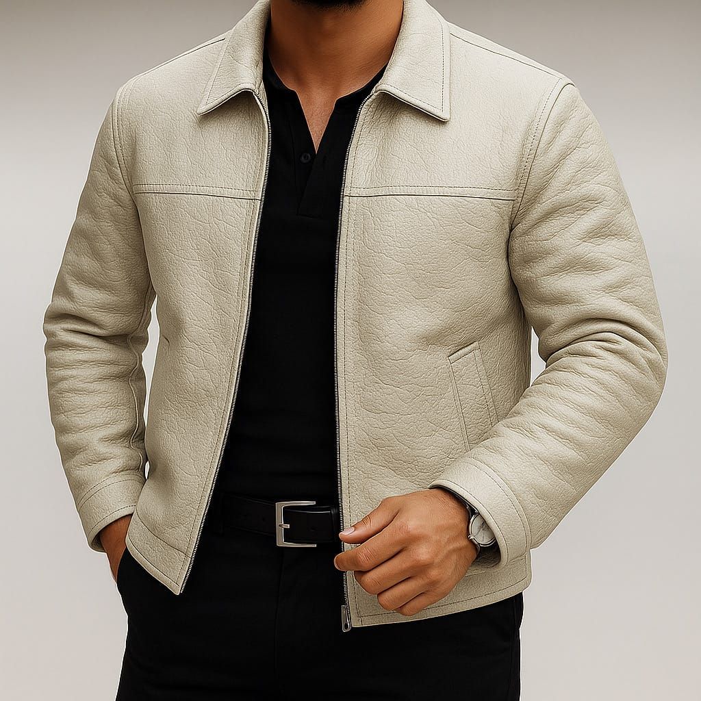 Ivory Elite Leather Jacket gallery.thumbnail 1