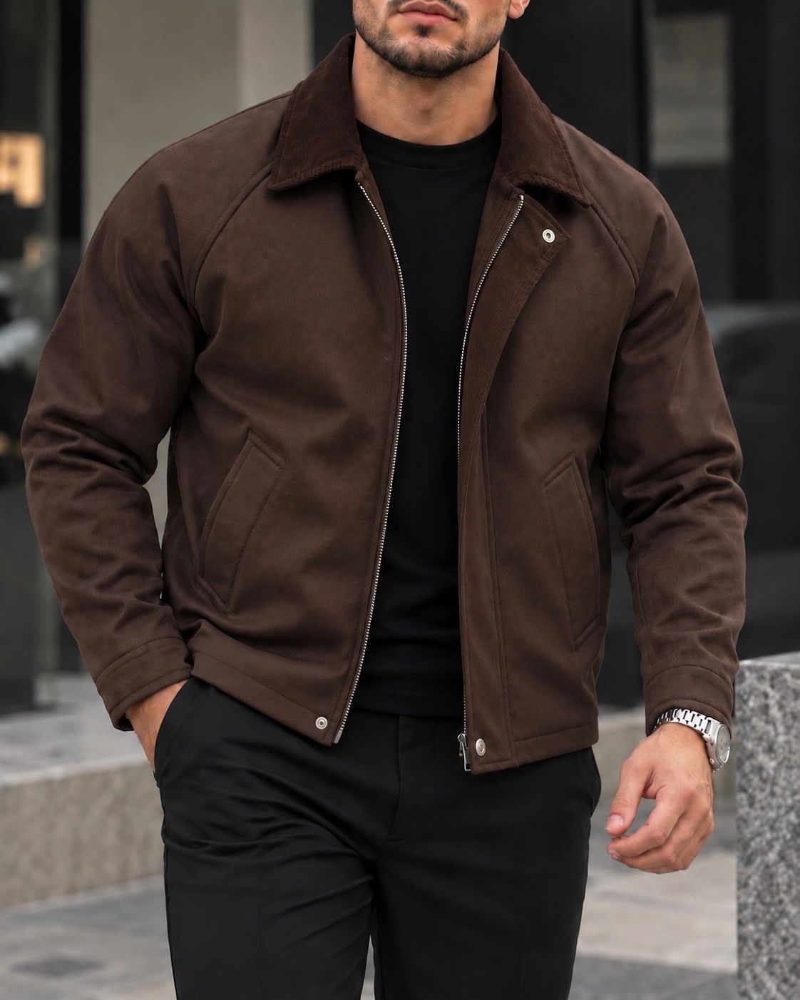 Brown Corduroy Collar Jacket 2