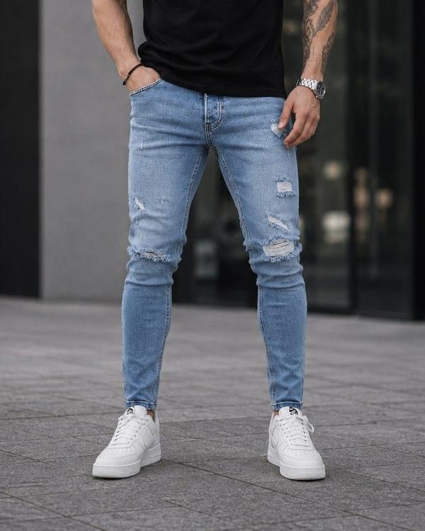 Light Blue Distressed Skinny Jeans