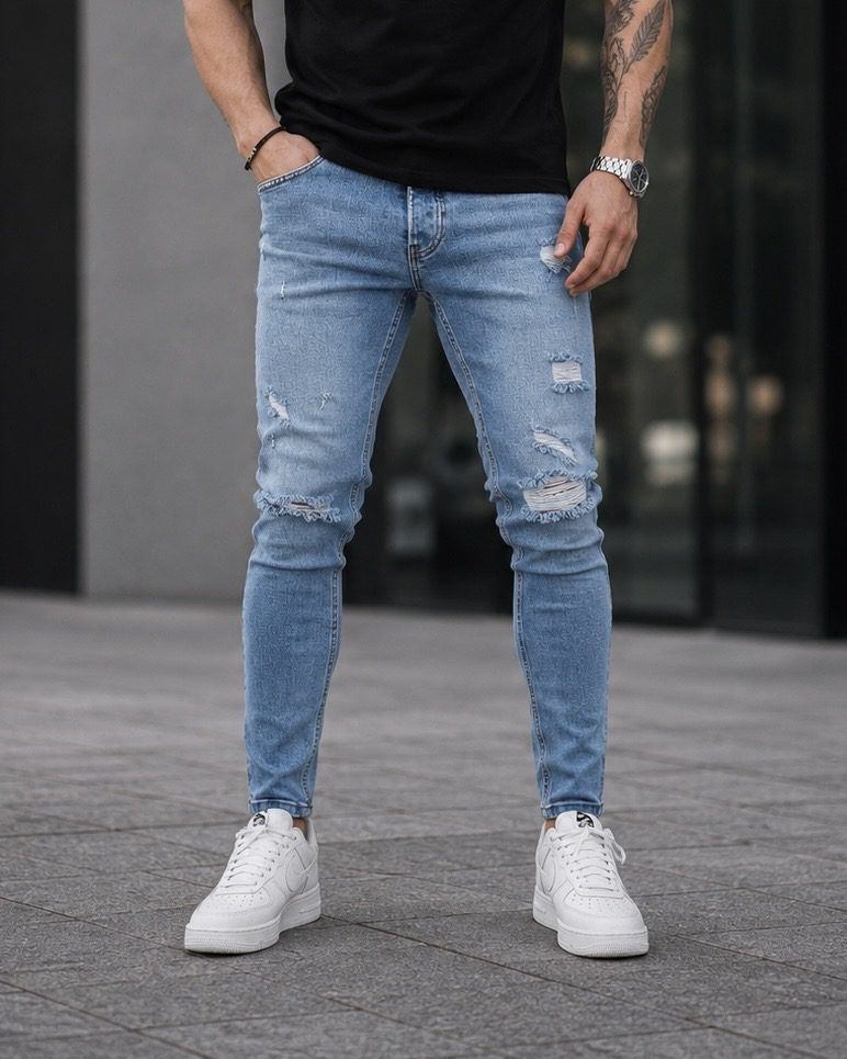Light Blue Distressed Skinny Jeans 1