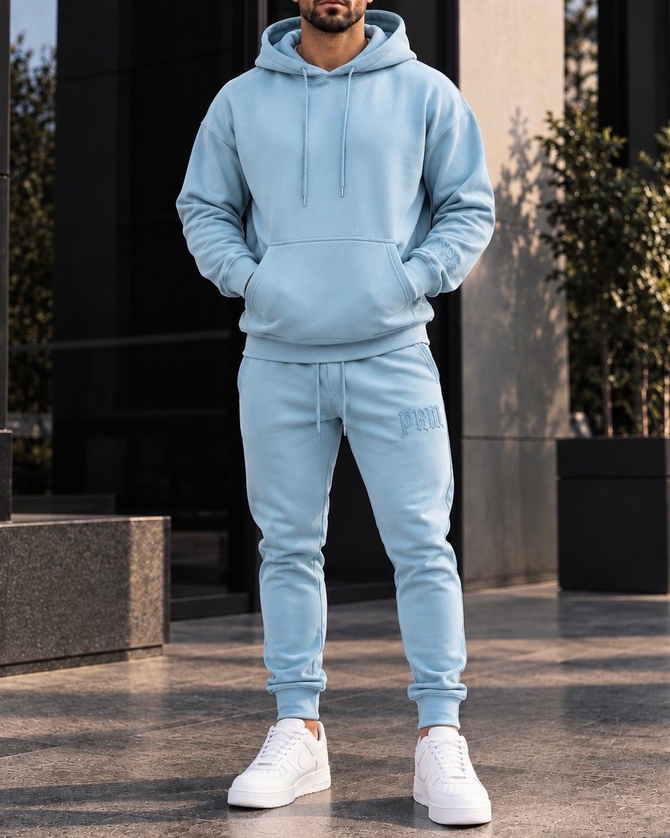 Powder Blue Premium Hoodie Tracksuit Set gallery.thumbnail 3