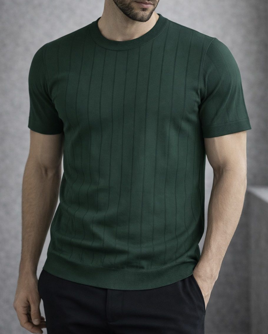 Textured Knit T-Shirt – Deep Forest gallery.thumbnail 1