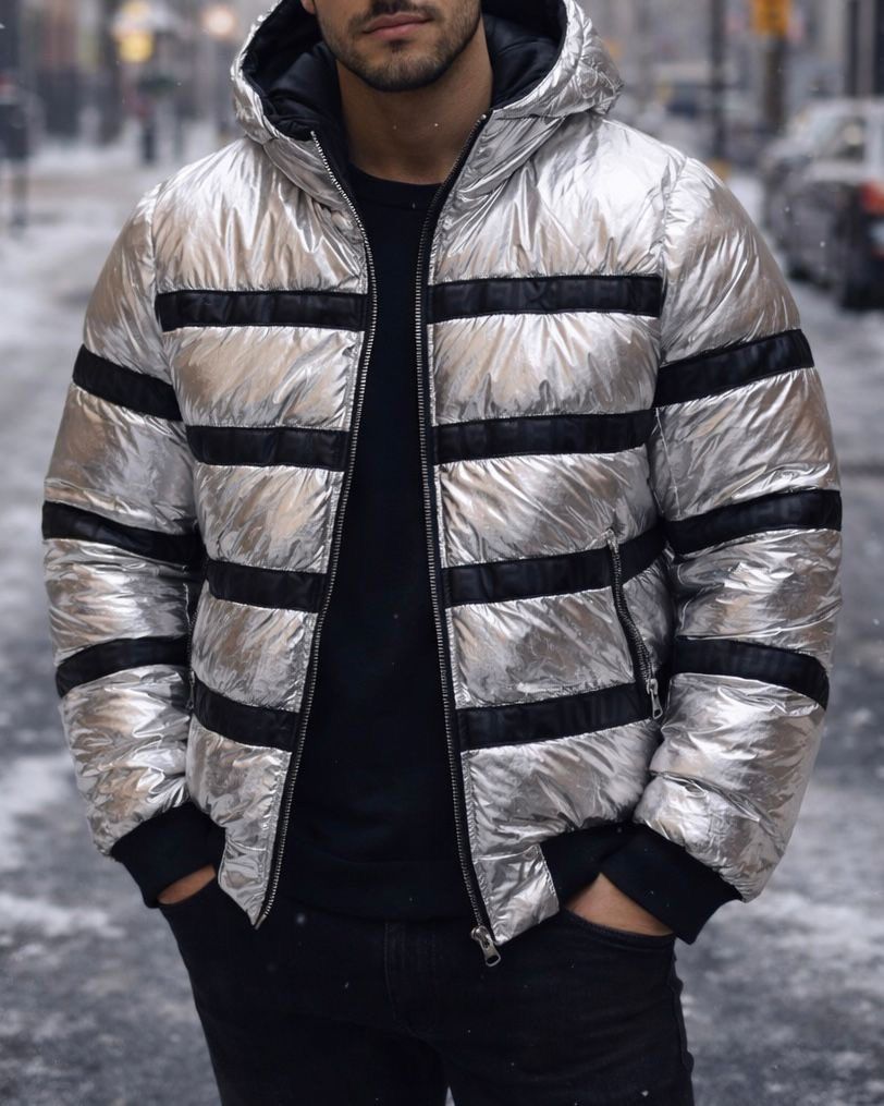 Premium Silver Metallic Winter Jacket gallery.thumbnail 2