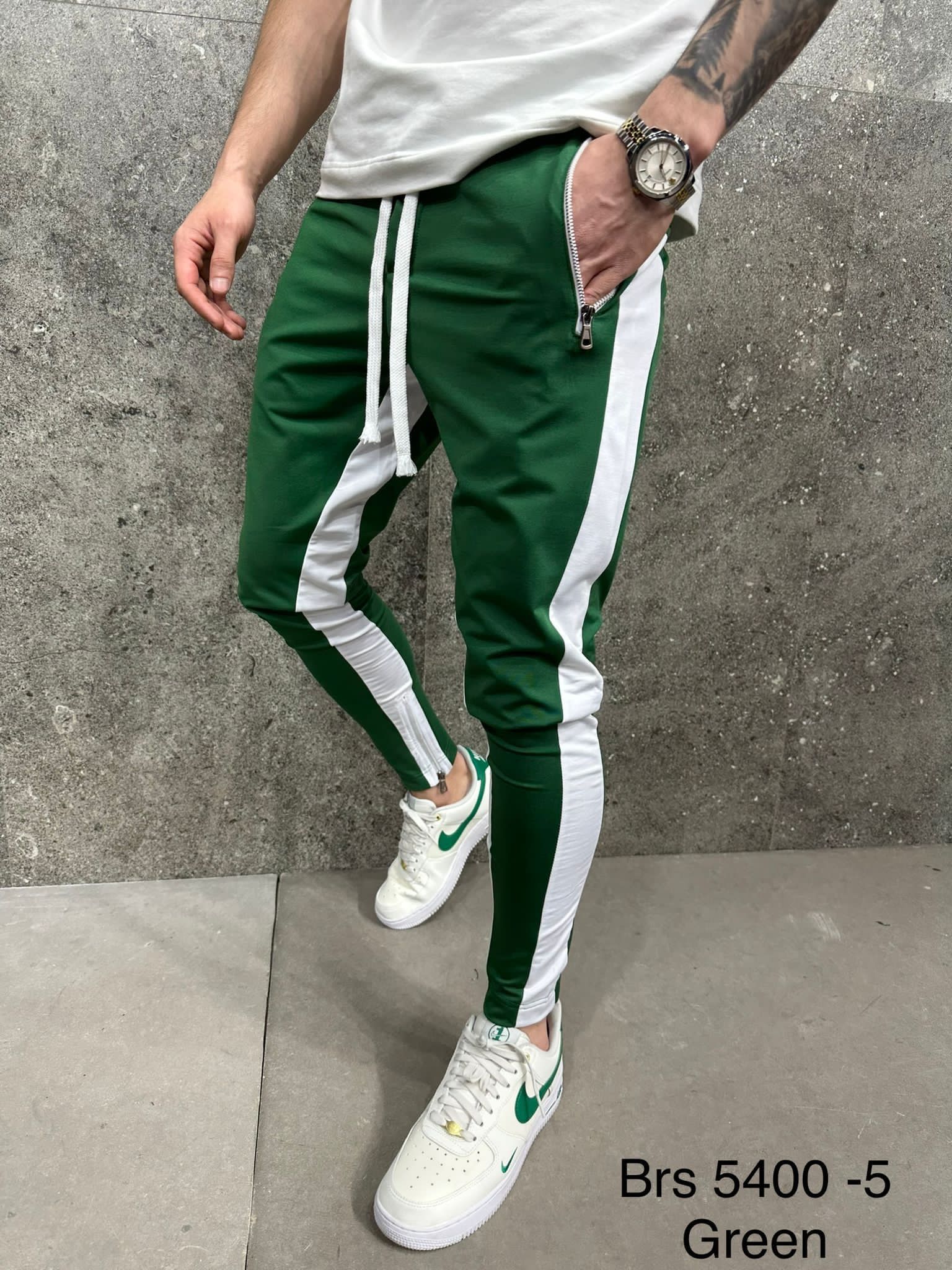 Green Side Panel Zip Joggers gallery.thumbnail 2