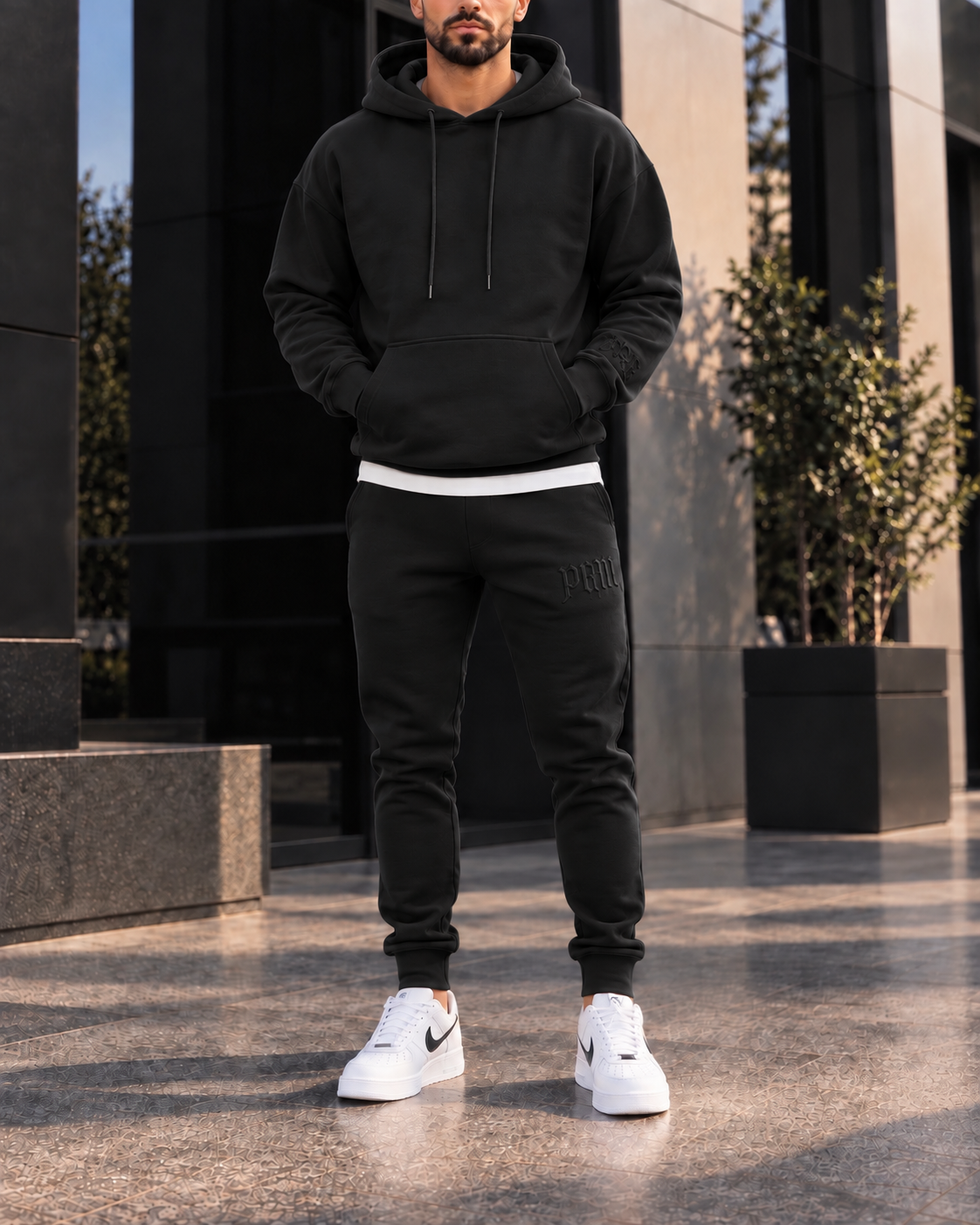Black Premium Hoodie Tracksuit Set gallery.thumbnail 3
