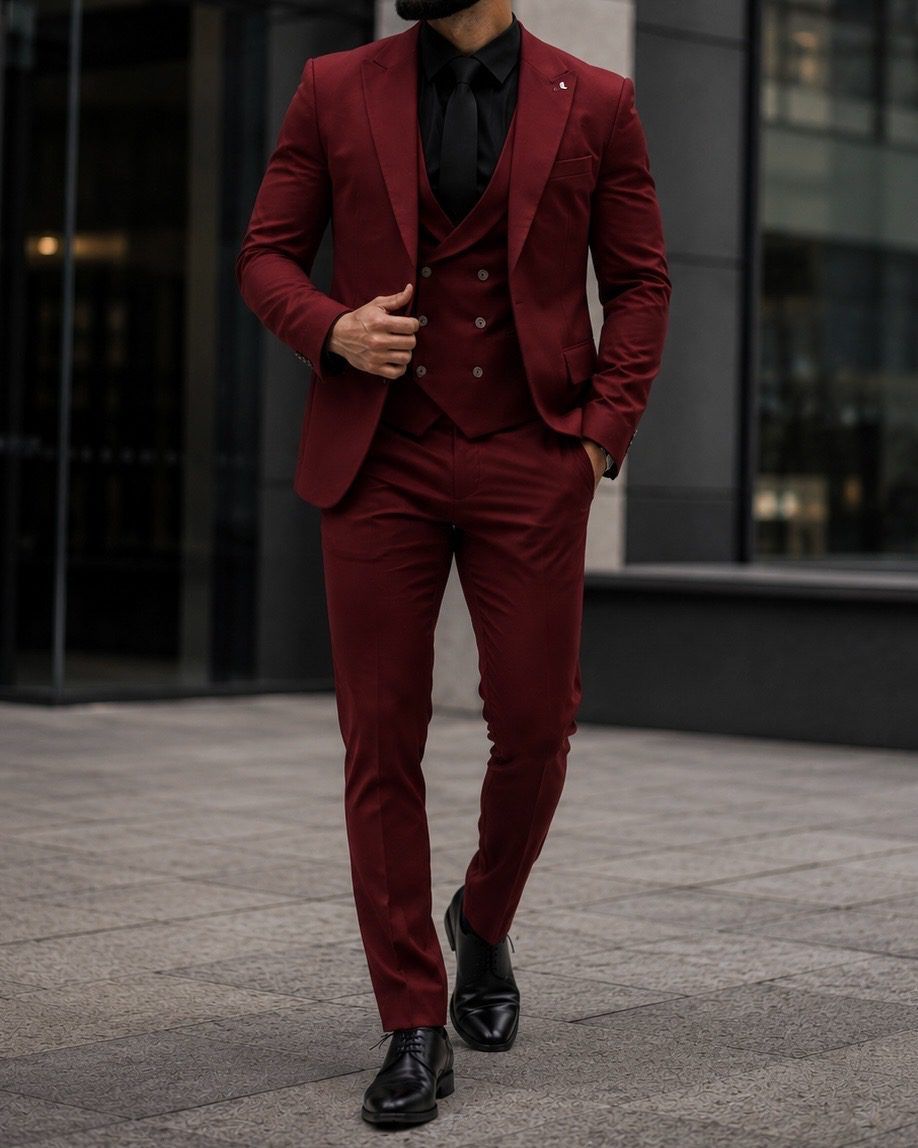 Burgundy 3-Piece Suit 1