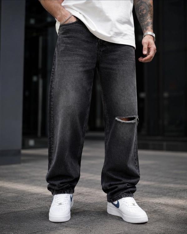 Black Washed Baggy Jeans