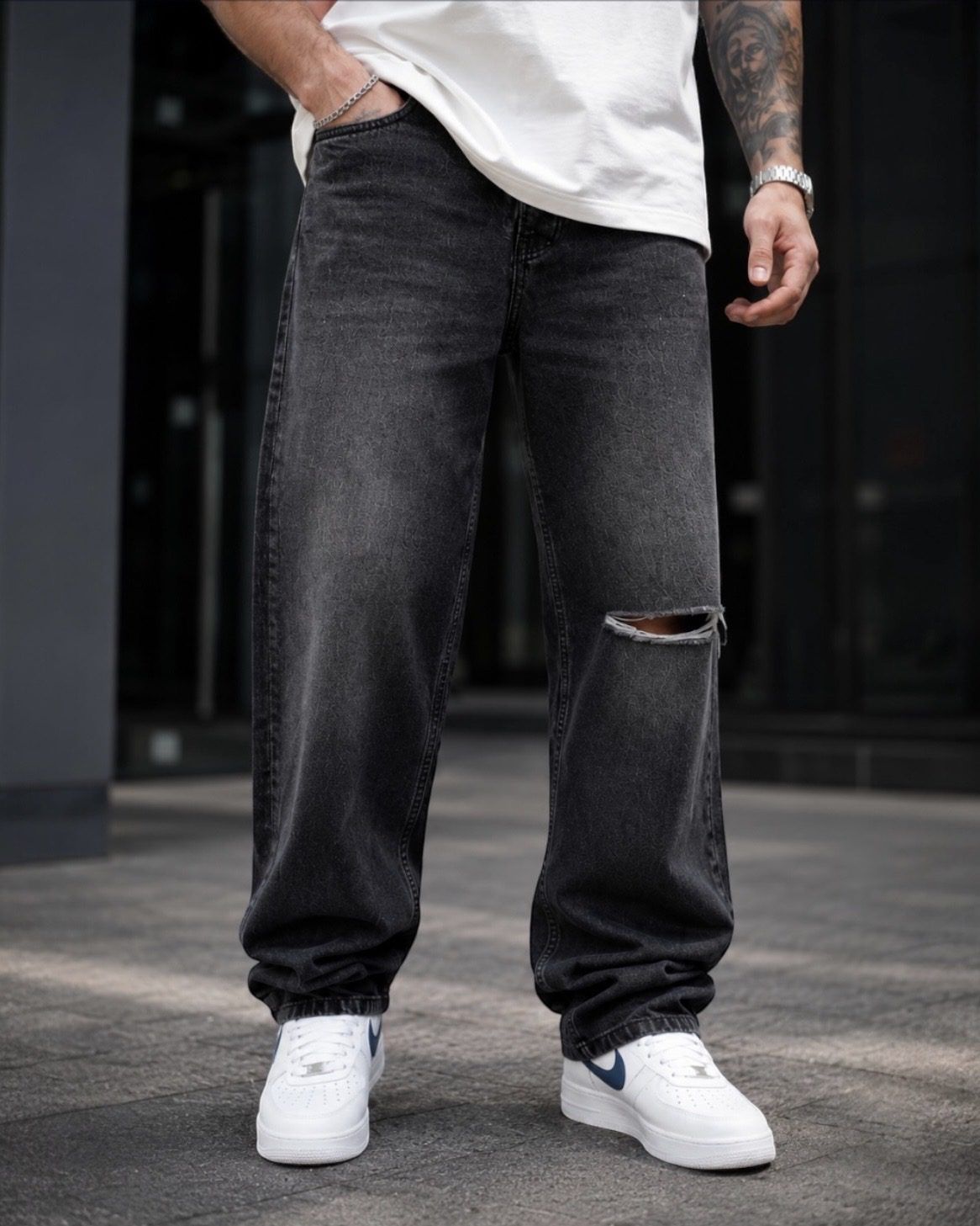 Black Washed Baggy Jeans 1