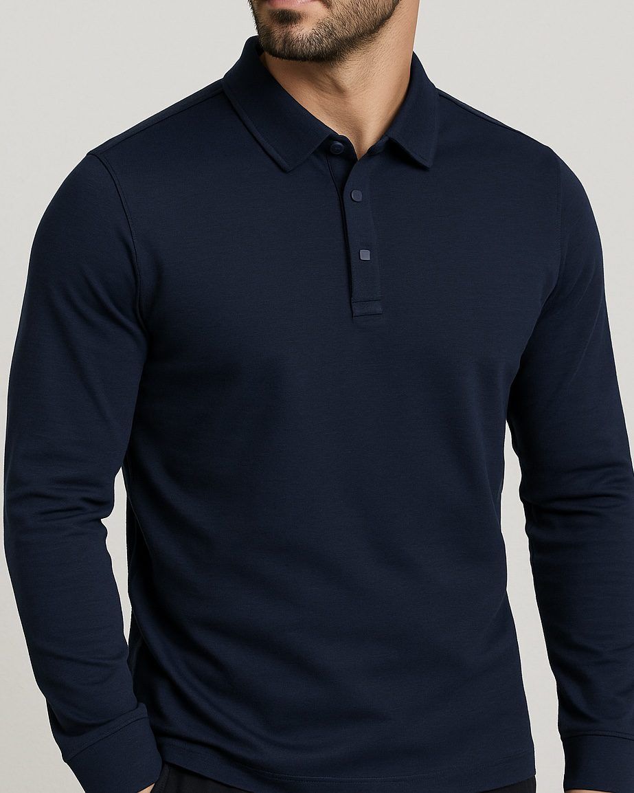 LONG-SLEEVE PREMIUM POLO – NAVY gallery.thumbnail 2