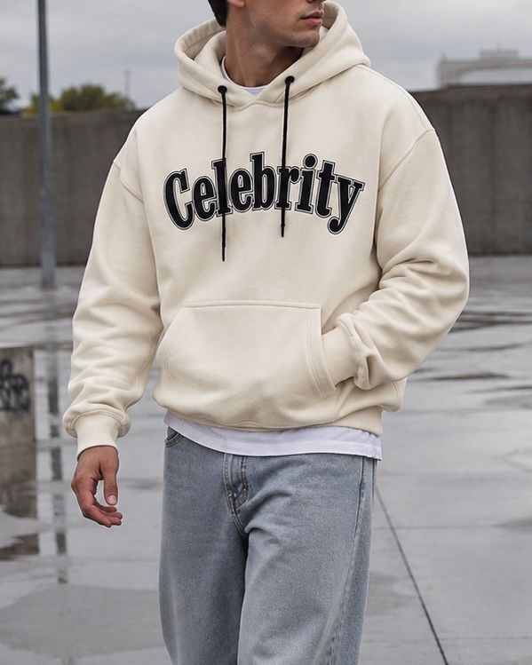 Beige Celebrity Statement Hoodie gallery.thumbnail 2