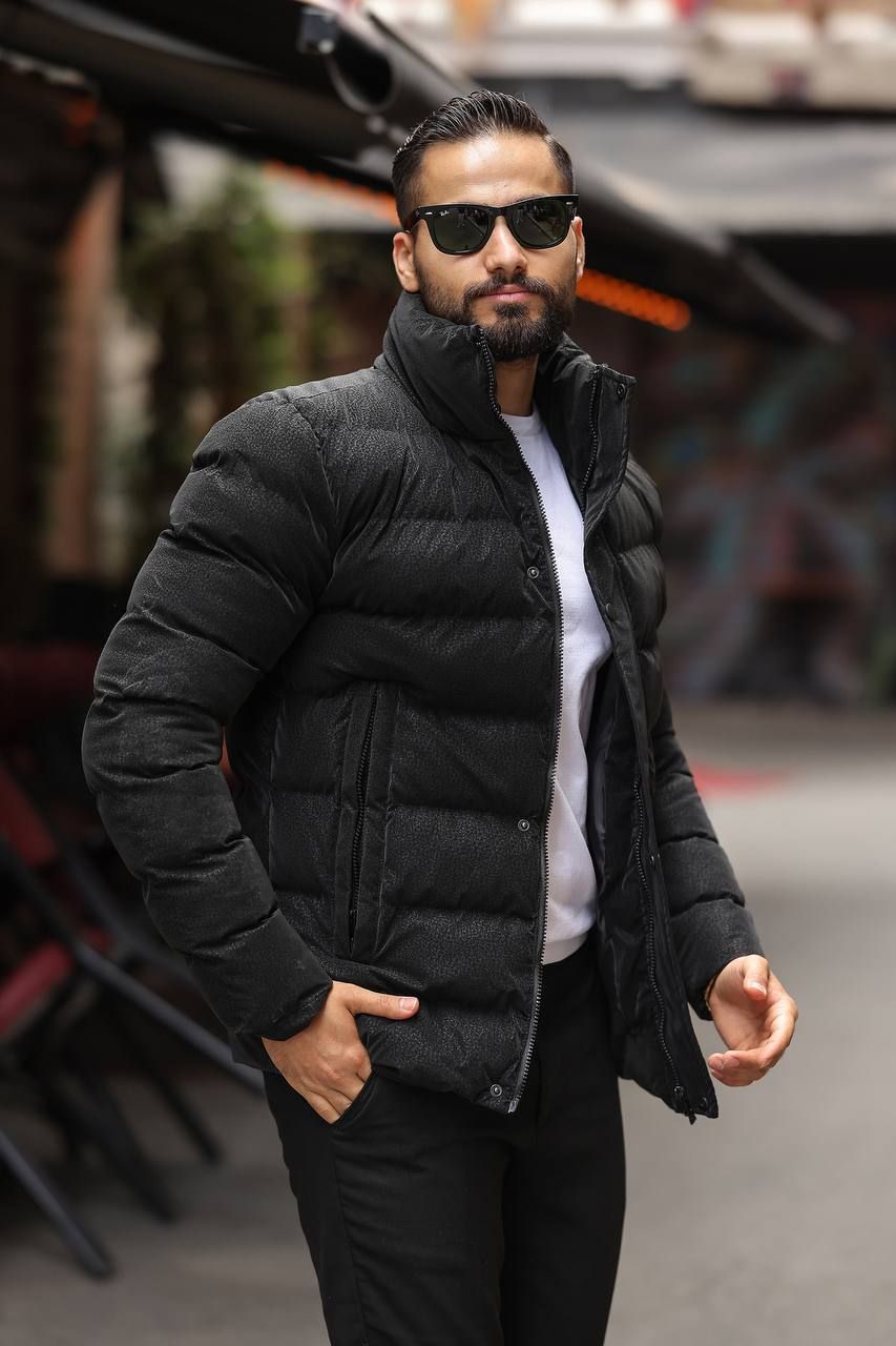 TEXTURED PUFFER JACKET – BLACK gallery.thumbnail 2