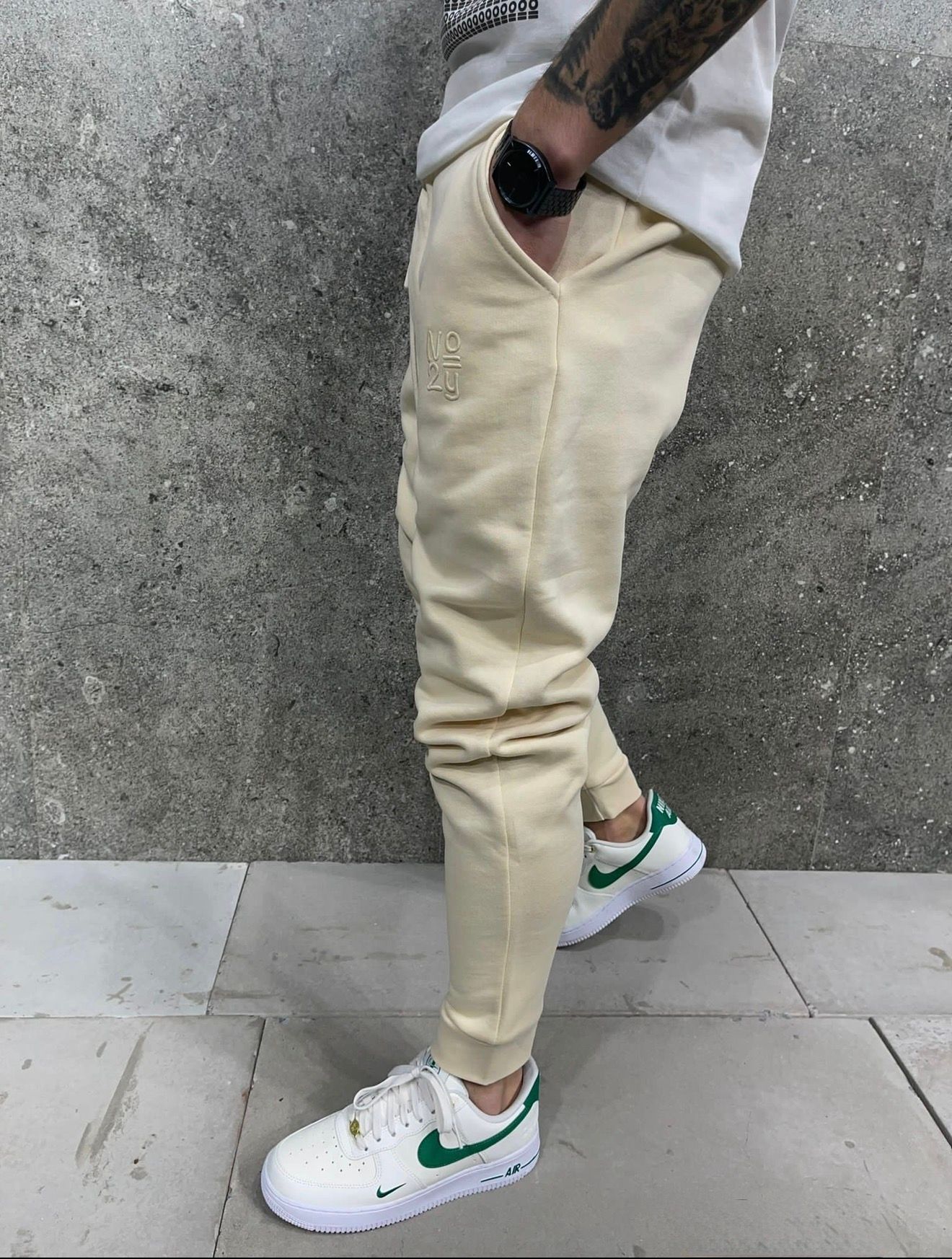 Cream Embroidered Sweatpants gallery.thumbnail 2
