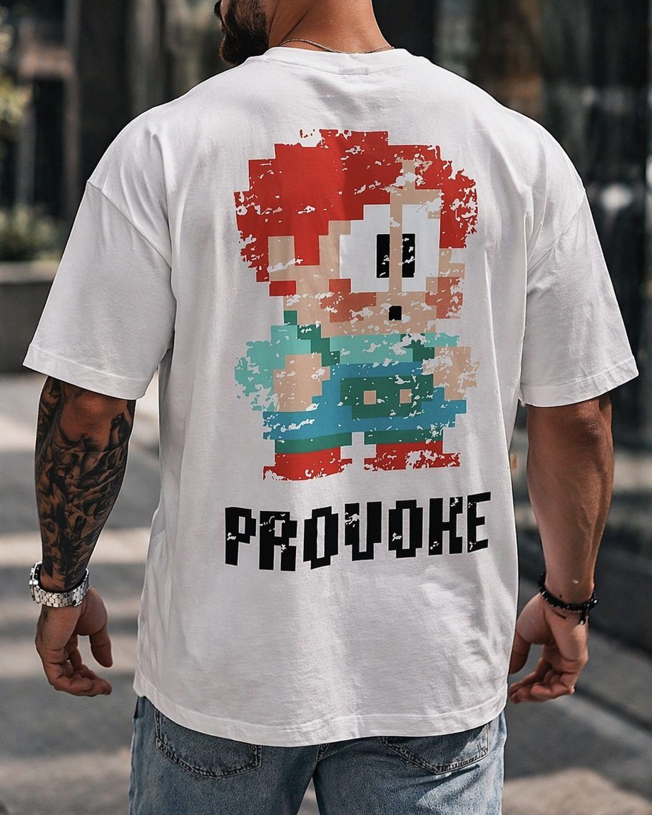 Oversized Pixel Graphic T-Shirt – Provoke Edition White gallery.thumbnail 2