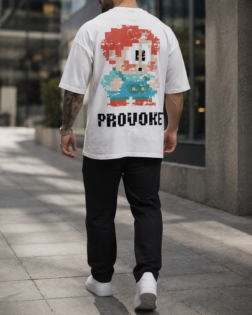 Oversized Pixel Graphic T-Shirt – Provoke Edition White gallery.thumbnail 3
