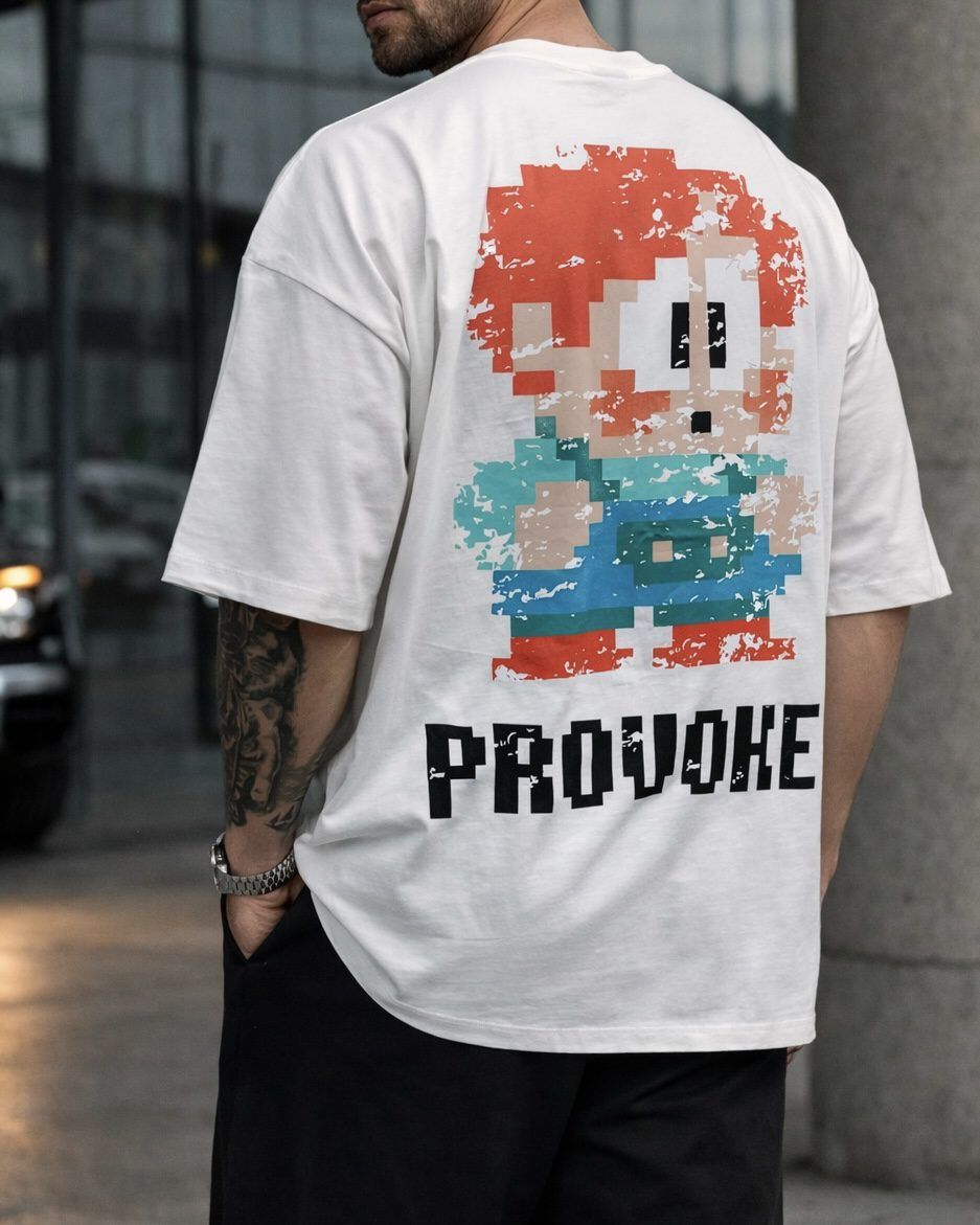 Oversized Pixel Graphic T-Shirt – Provoke Edition White gallery.thumbnail 4