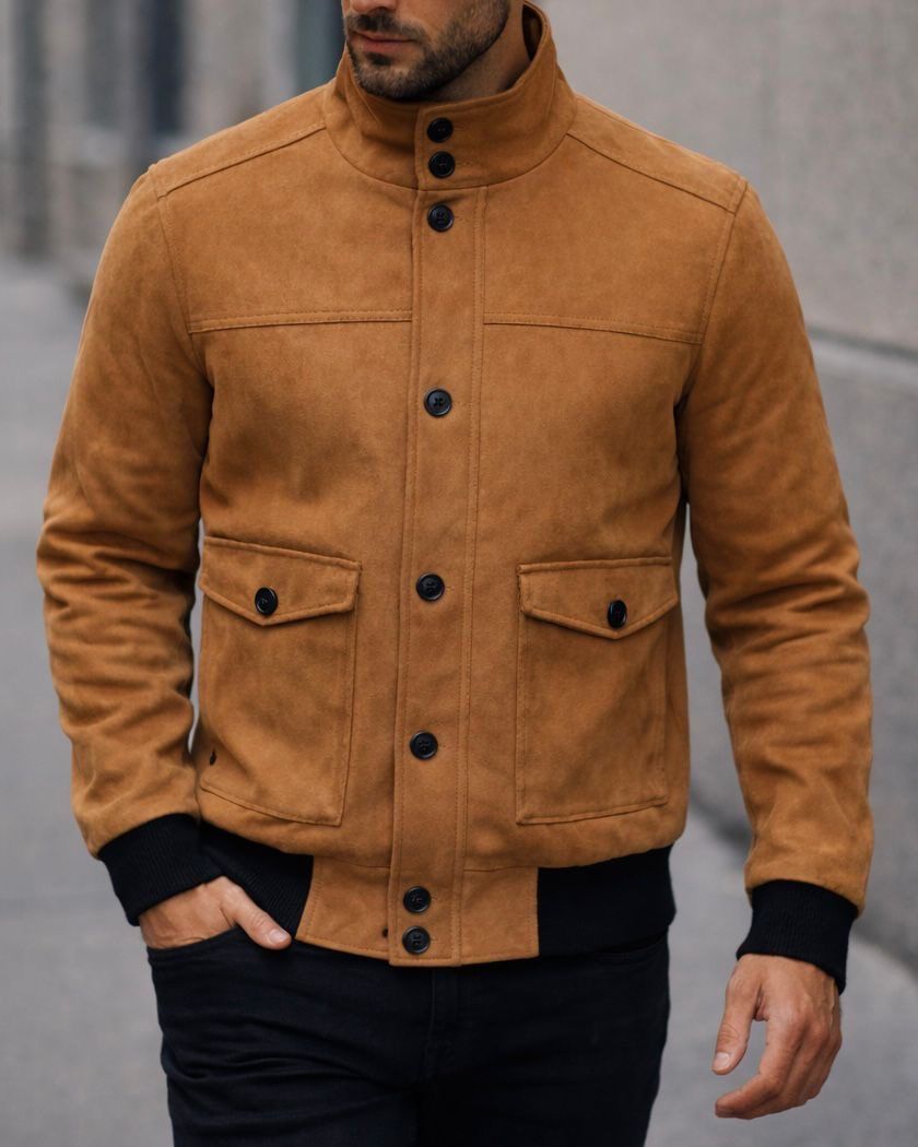 Suede Field Jacket – Camel gallery.thumbnail 3
