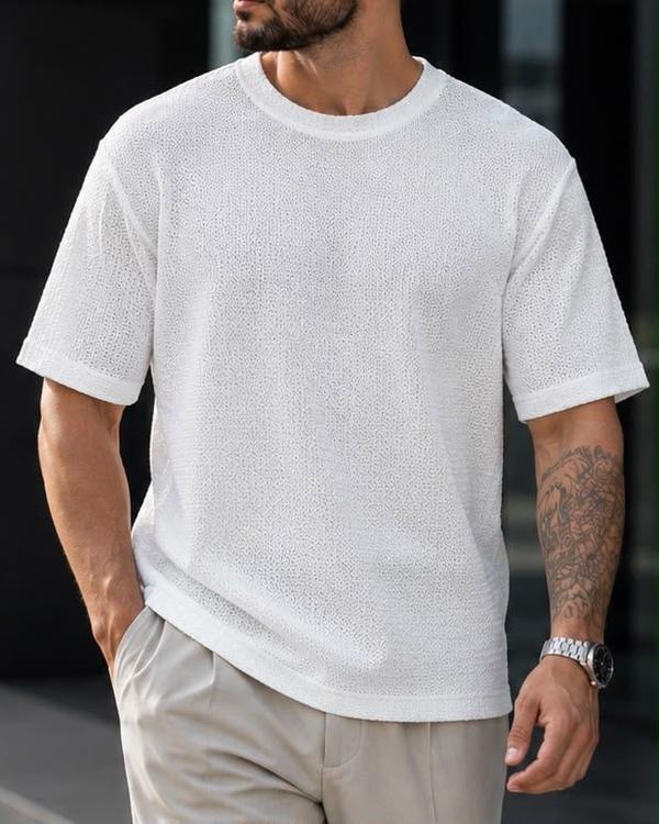 Textured Oversized T-Shirt – White