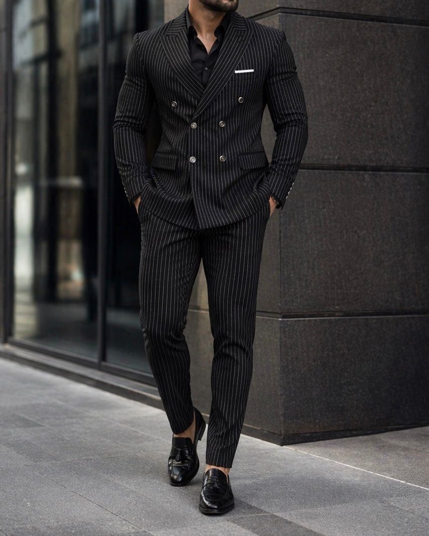 Pinstripe Suit – Black gallery.thumbnail 1