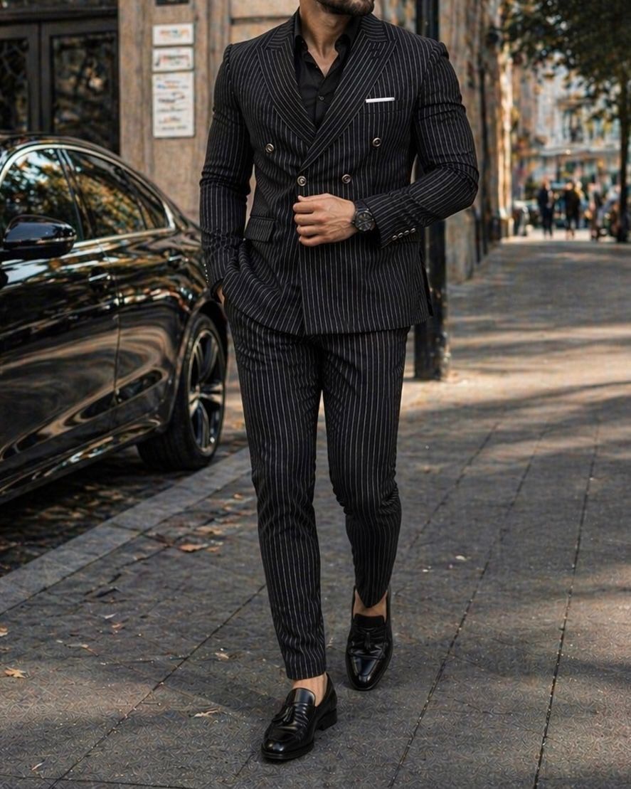 Pinstripe Suit – Black gallery.thumbnail 2
