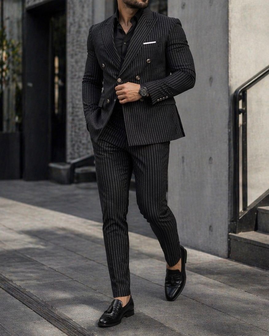 Pinstripe Suit – Black gallery.thumbnail 3