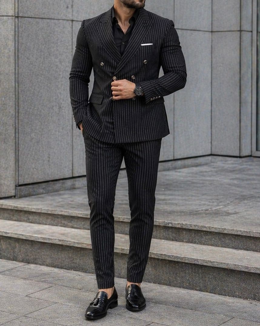 Pinstripe Suit – Black gallery.thumbnail 4