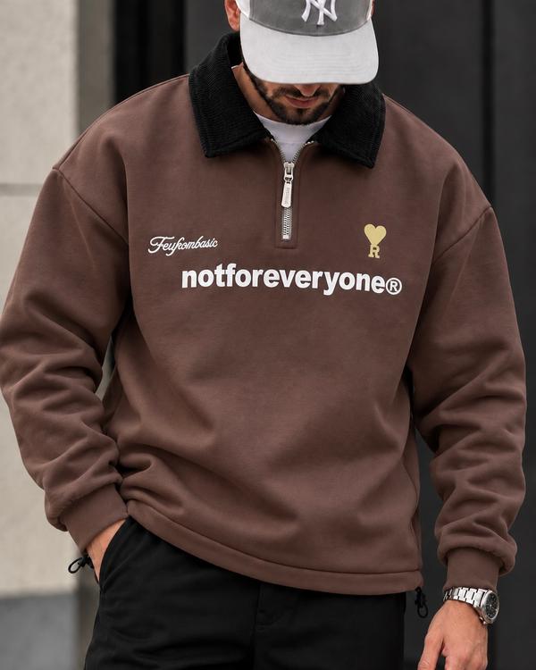 Brown Graphic Half-Zip Sweatshirt
