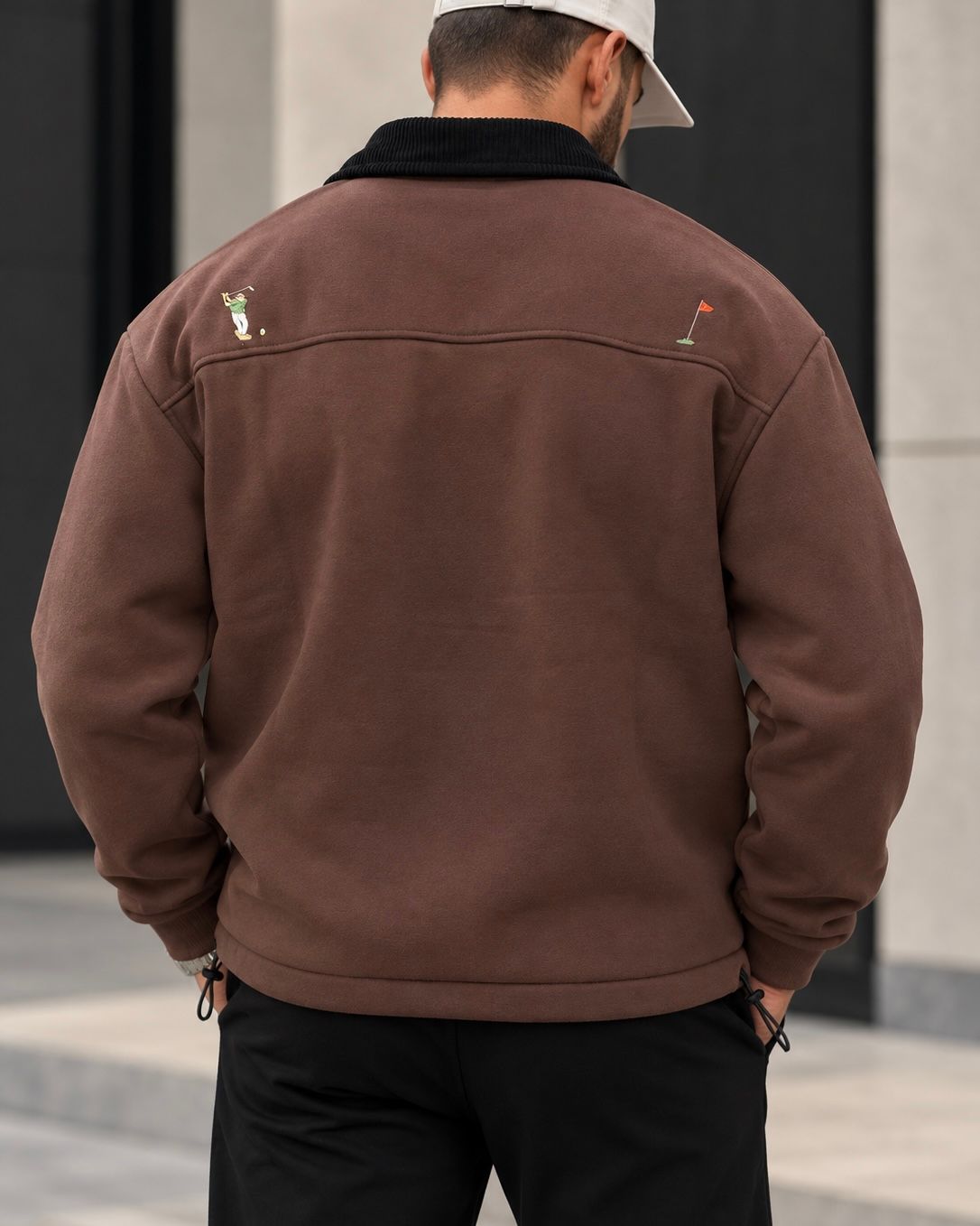 Brown Graphic Half-Zip Sweatshirt gallery.thumbnail 3