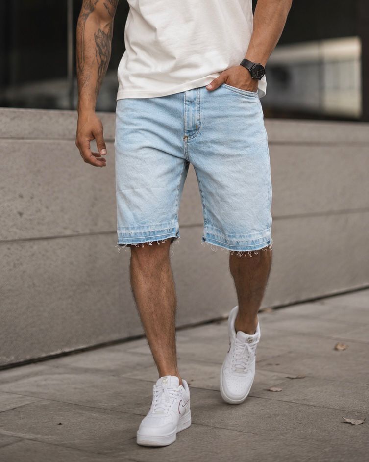 Raw Hem Denim Shorts – Light Blue gallery.thumbnail 3